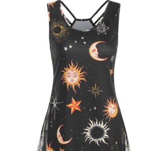 ISO: Sun and Moon Lattice Embroidered Tank Top